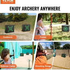 VEVOR Archery Target, 16"x18" All-side Shotting Archery Arrow Target, Outdoor Portable Archery Target with Carry Handle, Easy Arrow Removal, Great Visibility, Lightweight, Easy to Transport, Black