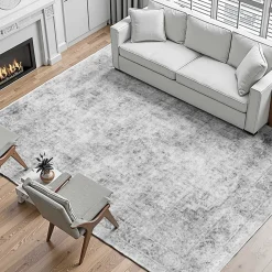VEVOR Area Rug, 9 x 12 ft Large Washable Boho Rug, Non-Slip and Tear-Resistant Soft Carpet, Pet & Child Friendly Bohemian Area Rugs, Indoor Mat for Bedroom, Living Room, Kids Room, Office, Gray