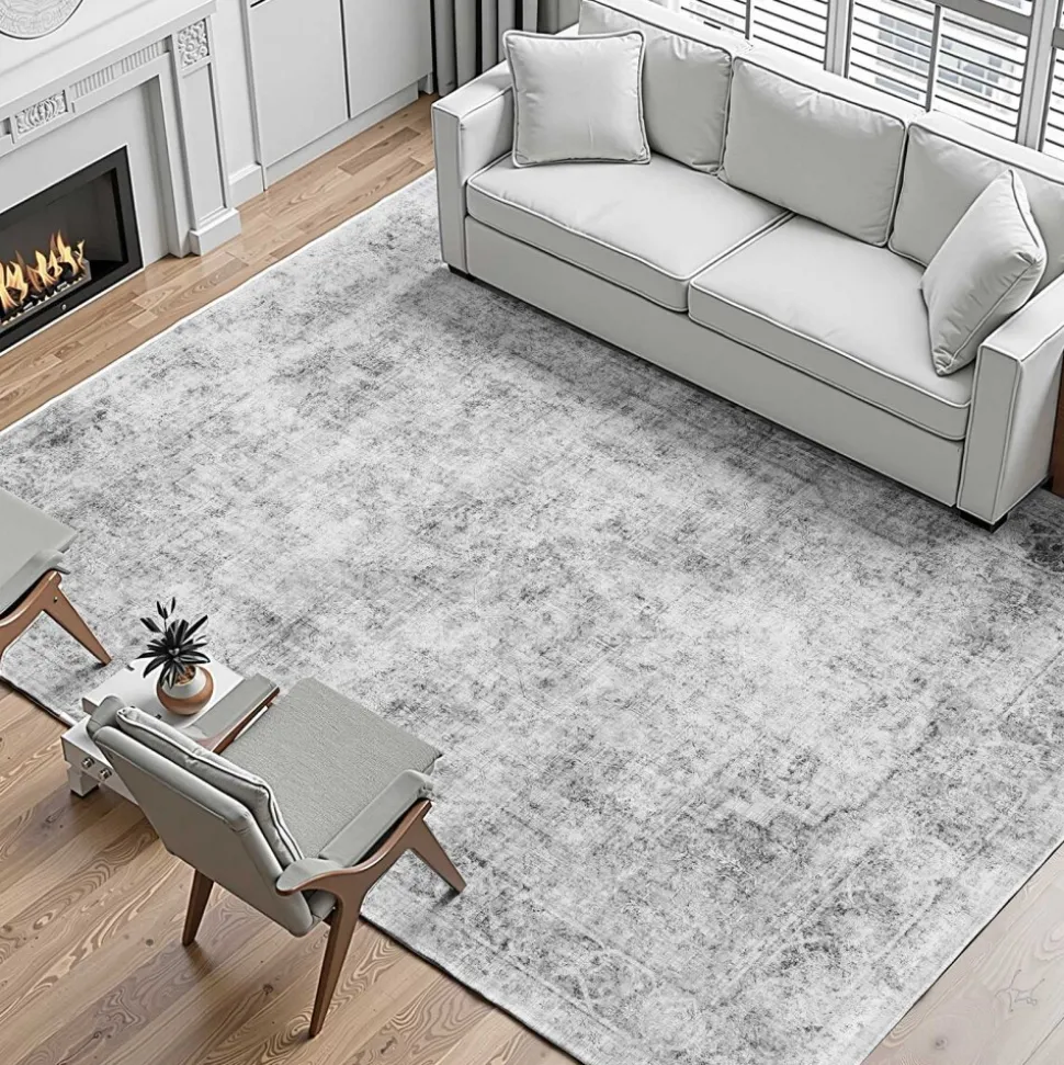 VEVOR Area Rug, 9 x 12 ft Large Washable Boho Rug, Non-Slip and Tear-Resistant Soft Carpet, Pet & Child Friendly Bohemian Area Rugs, Indoor Mat for Bedroom, Living Room, Kids Room, Office, Gray