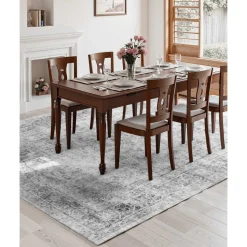 VEVOR Area Rug, 9 x 12 ft Large Washable Boho Rug, Non-Slip and Tear-Resistant Soft Carpet, Pet & Child Friendly Bohemian Area Rugs, Indoor Mat for Bedroom, Living Room, Kids Room, Office, Gray
