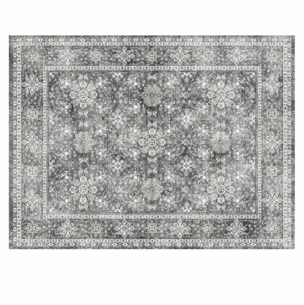 VEVOR Area Rug, 8 x 10 ft Large Washable Rug, Non-Slip and Tear-Resistant Soft Carpet, Pet & Child Friendly Vintage Area Rugs, Indoor Mat for Bedroom, Living Room, Kids Room, Entryway, Office, Gray