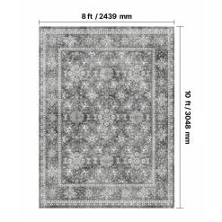 VEVOR Area Rug, 8 x 10 ft Large Washable Rug, Non-Slip and Tear-Resistant Soft Carpet, Pet & Child Friendly Vintage Area Rugs, Indoor Mat for Bedroom, Living Room, Kids Room, Entryway, Office, Gray