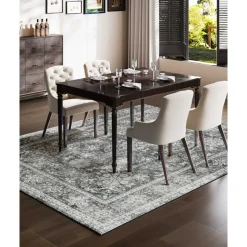 VEVOR Area Rug, 8 x 10 ft Large Washable Rug, Non-Slip and Tear-Resistant Soft Carpet, Pet & Child Friendly Vintage Area Rugs, Indoor Mat for Bedroom, Living Room, Kids Room, Entryway, Office, Gray