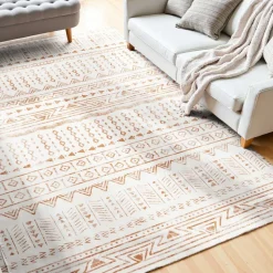 VEVOR Area Rug, 5 x 8 ft Large Washable Rug, Non-Slip and Tear-Resistant Soft Carpet, Pet & Child Friendly Modern Area Rugs, Indoor Mat for Bedroom, Office, Living Room, Kids Room, Entryway, Beige