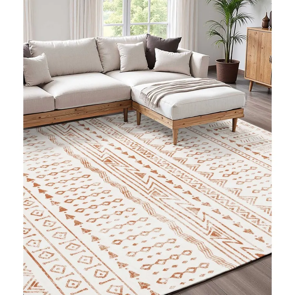 VEVOR Area Rug, 5 x 8 ft Large Washable Rug, Non-Slip and Tear-Resistant Soft Carpet, Pet & Child Friendly Modern Area Rugs, Indoor Mat for Bedroom, Office, Living Room, Kids Room, Entryway, Beige