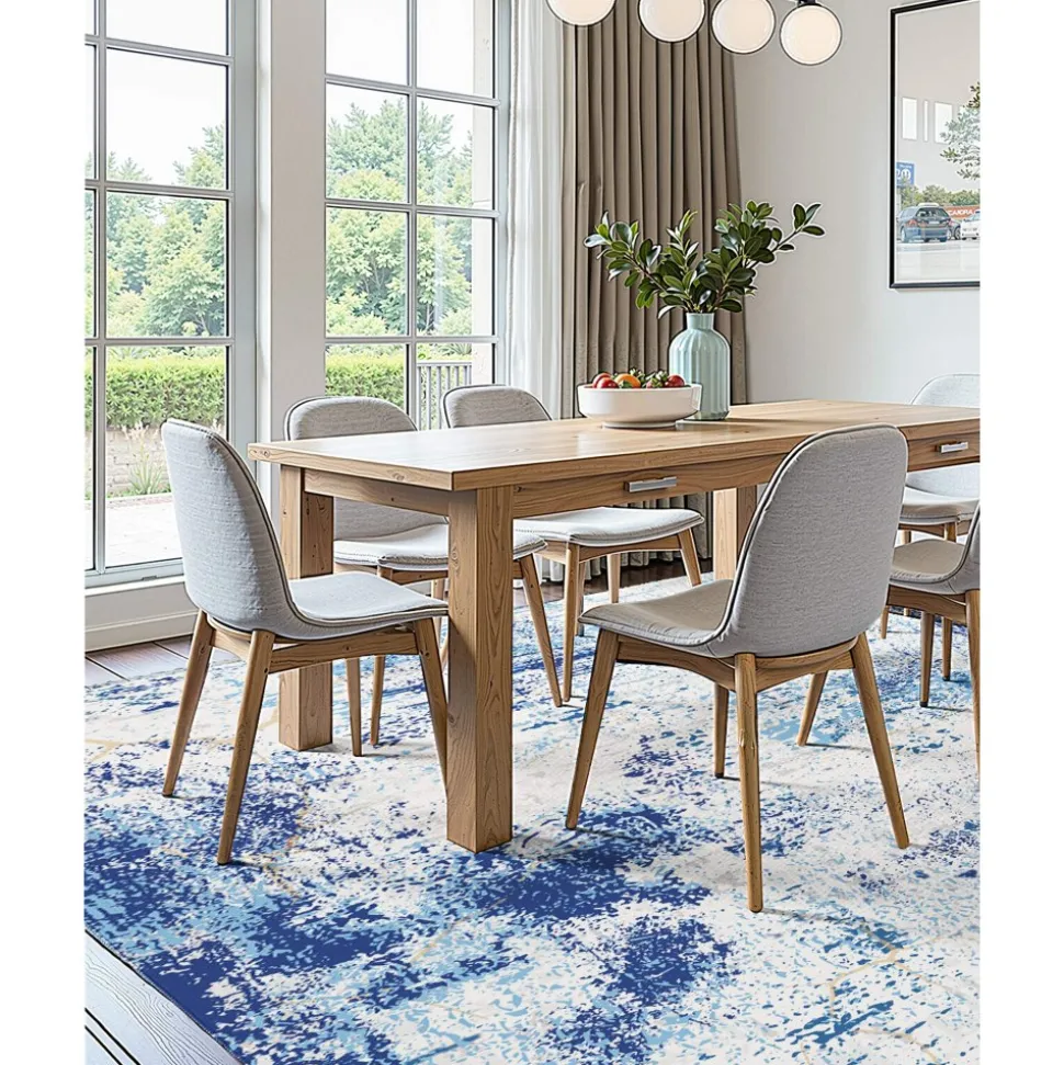 VEVOR Area Rug, 5 x 7 ft Large Washable Rug, Non-Slip and Tear-Resistant Soft Carpet, Pet & Child Friendly Modern Area Rugs, Indoor Mat for Bedroom, Office, Living Room, Kids Room, Entryway, Blue