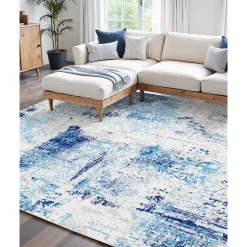 VEVOR Area Rug, 5 x 7 ft Large Washable Rug, Non-Slip and Tear-Resistant Soft Carpet, Pet & Child Friendly Modern Area Rugs, Indoor Mat for Bedroom, Office, Living Room, Kids Room, Entryway, Blue