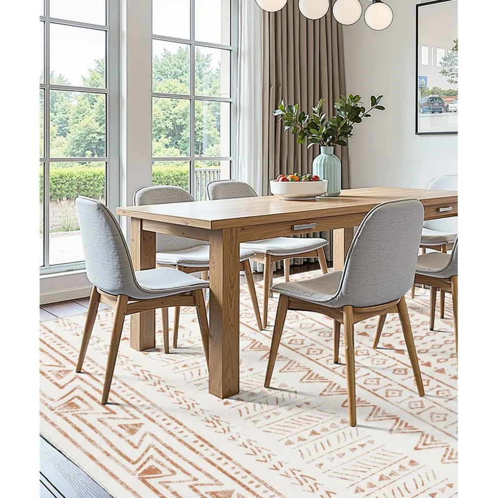 VEVOR Area Rug, 5 x 7 ft Large Washable Rug, Non-Slip and Tear-Resistant Soft Carpet, Pet & Child Friendly Modern Area Rugs, Indoor Mat for Bedroom, Office, Living Room, Kids Room, Entryway, Beige