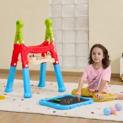VEVOR Art Easel for Kids, 2-in-1 Double-Sided Kid's Art Easel with Magnetic Whiteboard & Chalkboard, Adjustable Standing Rotatable Removable Drawing Board with Painting Accessories for Boys and Girls