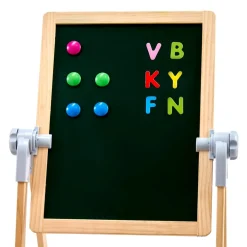 VEVOR Art Easel for Kids, 2-in-1 Wooden Double-Sided Kid's Art Easel with Magnetic Whiteboard & Chalkboard, Adjustable Standing Rotatable Foldable Drawing Board with Painting Accessories for Boy Girl