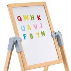 VEVOR Art Easel for Kids, 2-in-1 Wooden Double-Sided Kid's Art Easel with Magnetic Whiteboard & Chalkboard, Adjustable Standing Rotatable Foldable Drawing Board with Painting Accessories for Boy Girl