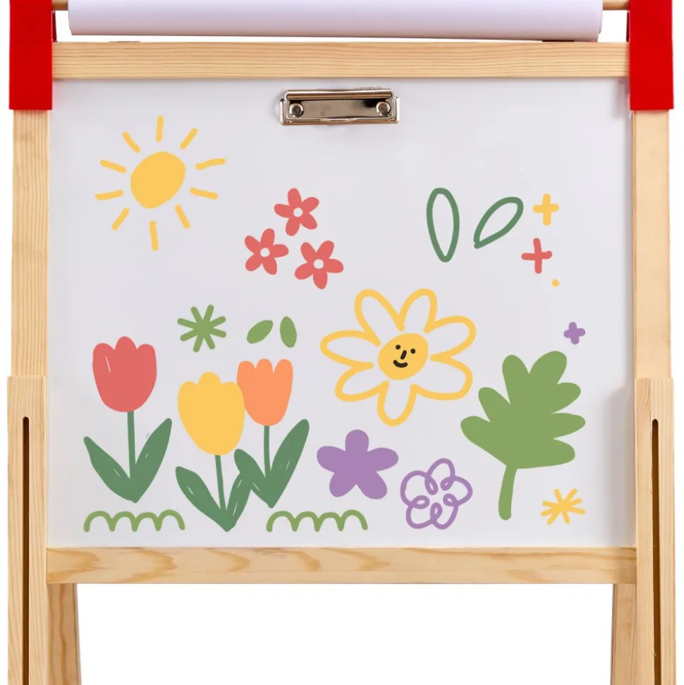 VEVOR Art Easel for Kids, 3-in-1 Wooden Double-Sided Kid's Art Easel with Magnetic Whiteboard, Chalkboard, Paper Roll, Adjustable Standing Drawing Board with Painting Accessories, Storage for Boy Girl