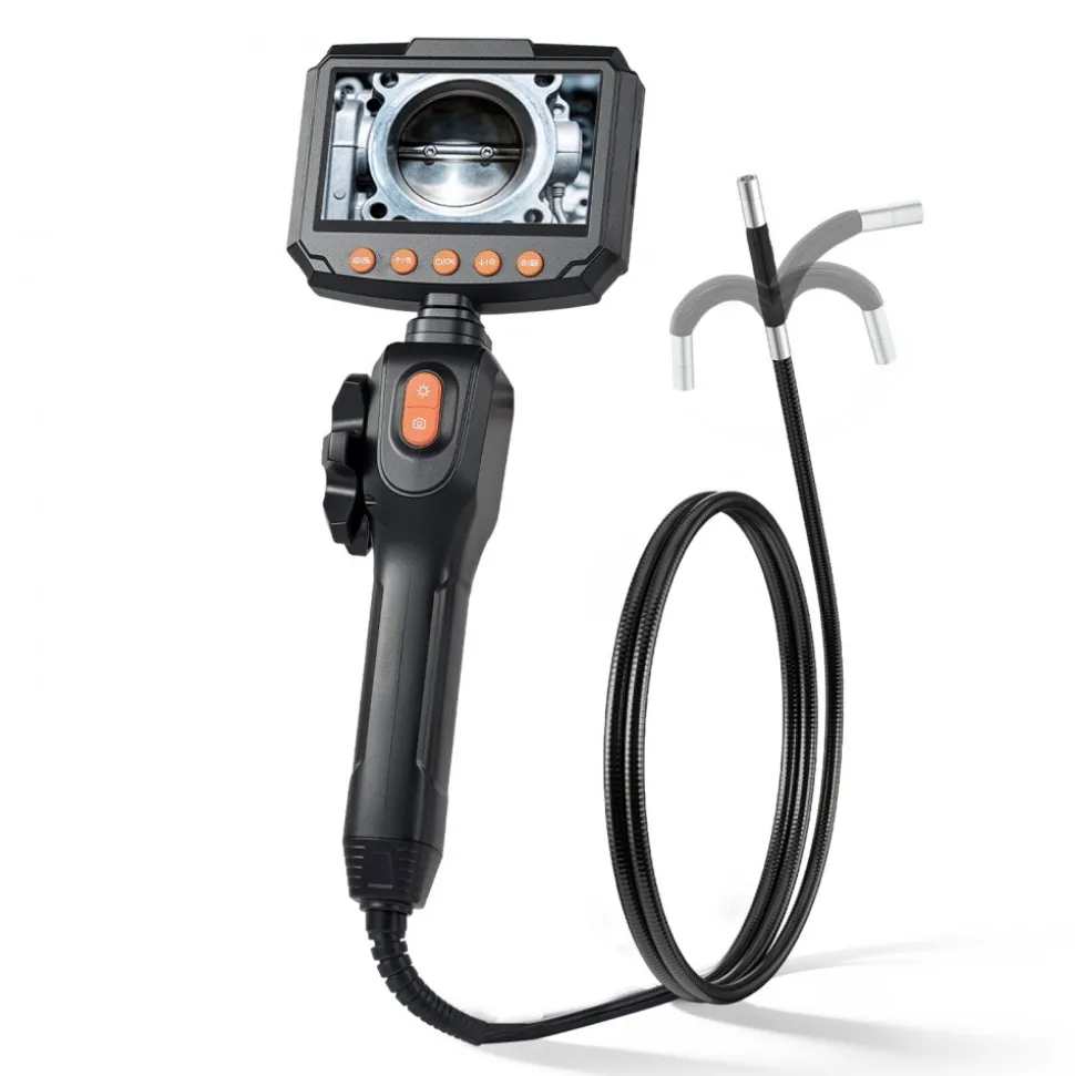 VEVOR Articulating Borescope Camera with Light, Two-Way Articulated Endoscope, 0.24" Slim Lens, 4.3" IPS Screen, 8X Zoom, IP67 Waterproof Inspection Camera for Auto, Mechanical Equipment (4.9FT Cable)