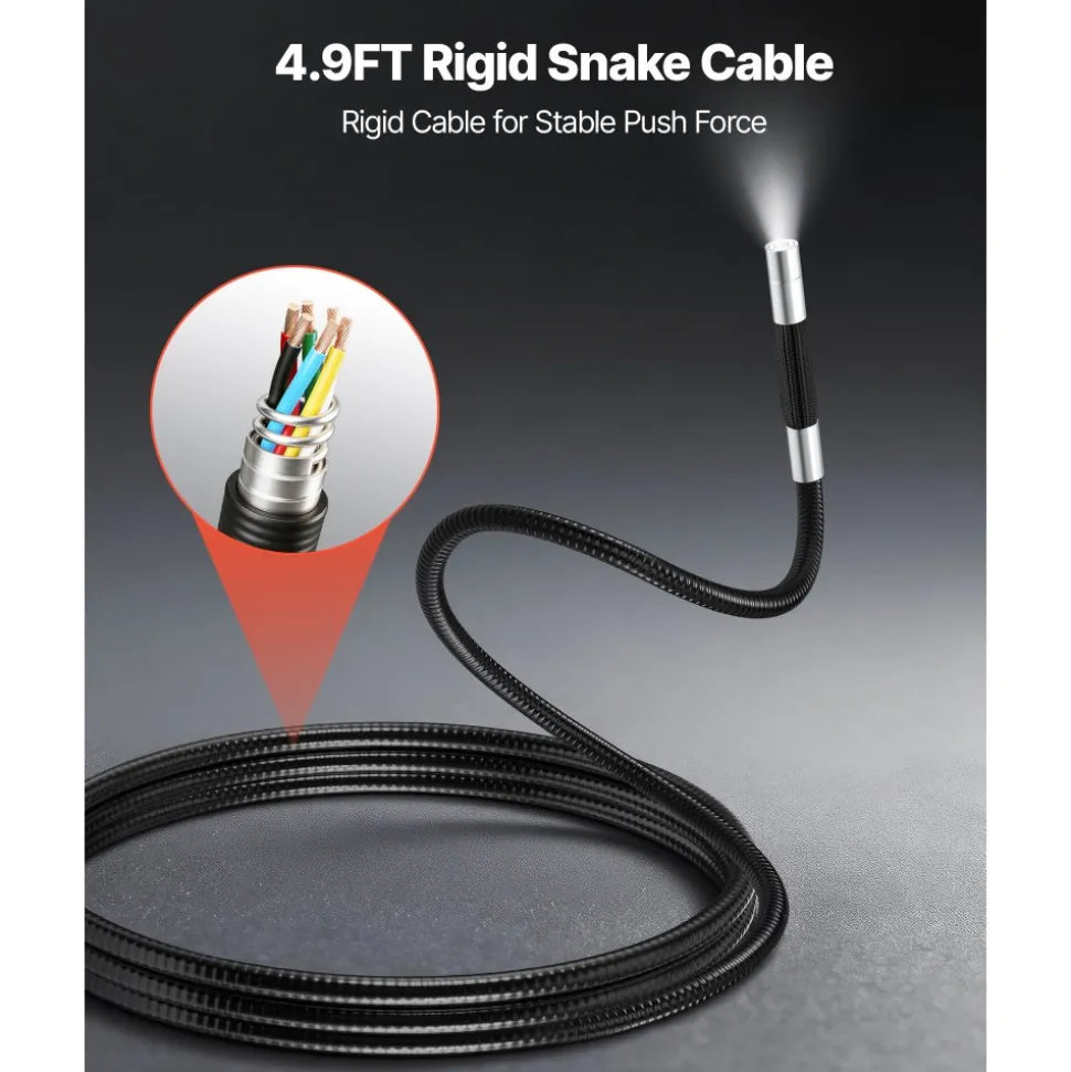 VEVOR Articulating Borescope Camera with Light, Two-Way Articulated Endoscope, 0.24" Slim Lens, 4.3" IPS Screen, 8X Zoom, IP67 Waterproof Inspection Camera for Auto, Mechanical Equipment (4.9FT Cable)