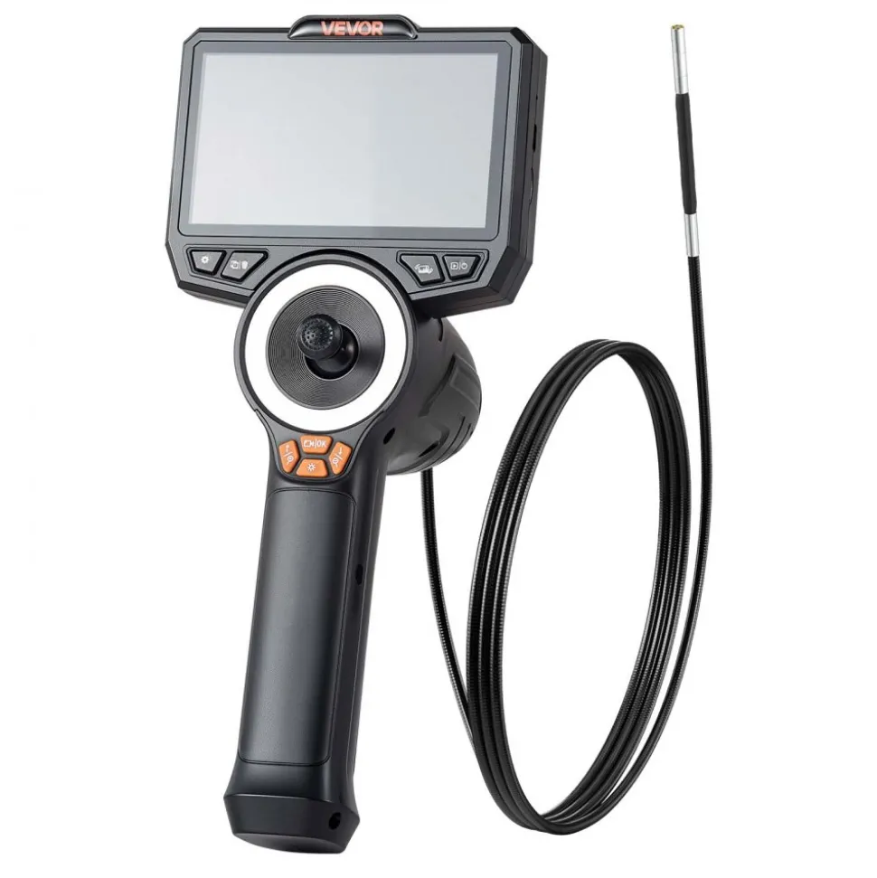 VEVOR Articulating Borescope with 3.9mm Ultra Slim Lens, 4-Way 360° Articulated Endoscope with Light, 4.5" HD IPS Screen, 8X Zoom Inspection Camera for Auto, Tight Mechanical Equipment (4.9FT Cable)