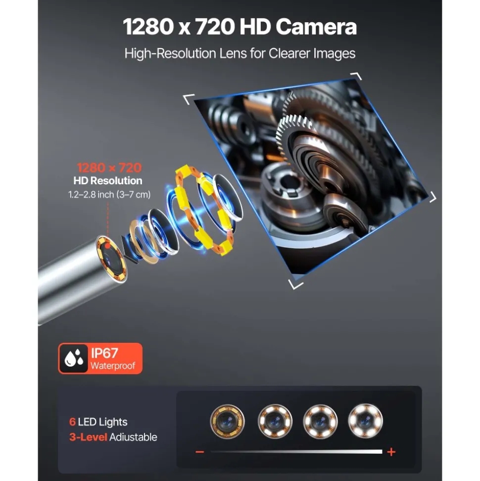 VEVOR Articulating Borescope with 3.9mm Ultra Slim Lens, 4-Way 360° Articulated Endoscope with Light, 4.5" HD IPS Screen, 8X Zoom Inspection Camera for Auto, Tight Mechanical Equipment (4.9FT Cable)
