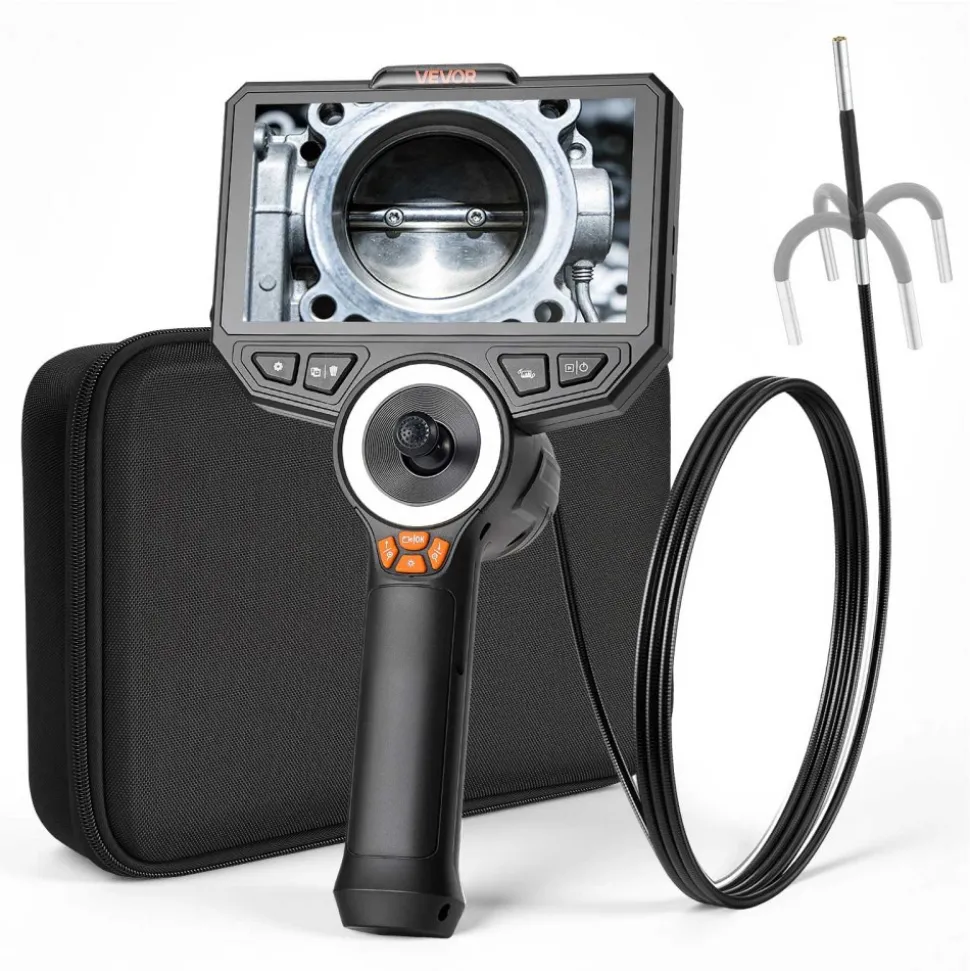 VEVOR Articulating Borescope with 0.15" Ultra Slim Lens, 4-Way 360° Articulated Endoscope Camera with Light, 6" HD IPS Screen, 8X Zoom, 7000mAh Inspection Camera for Auto & Tight Mechanical Spaces