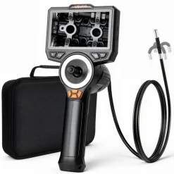 VEVOR Articulating Endoscope with Light, 4-Way 360° Articulated Borescope, 0.24" Slim Lens 1920 x 1080, 4.5" HD IPS Screen, 8X Zoom Inspection Camera for Auto, Mechanical Equipment (4.9FT Snake Cable)