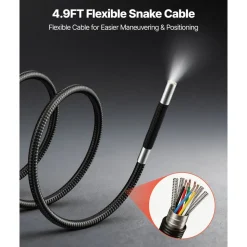 VEVOR Articulating Endoscope with Light, 4-Way 360° Articulated Borescope, 0.24