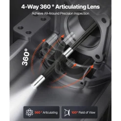 VEVOR Articulating Endoscope with Light, 4-Way 360° Articulated Borescope, 0.24