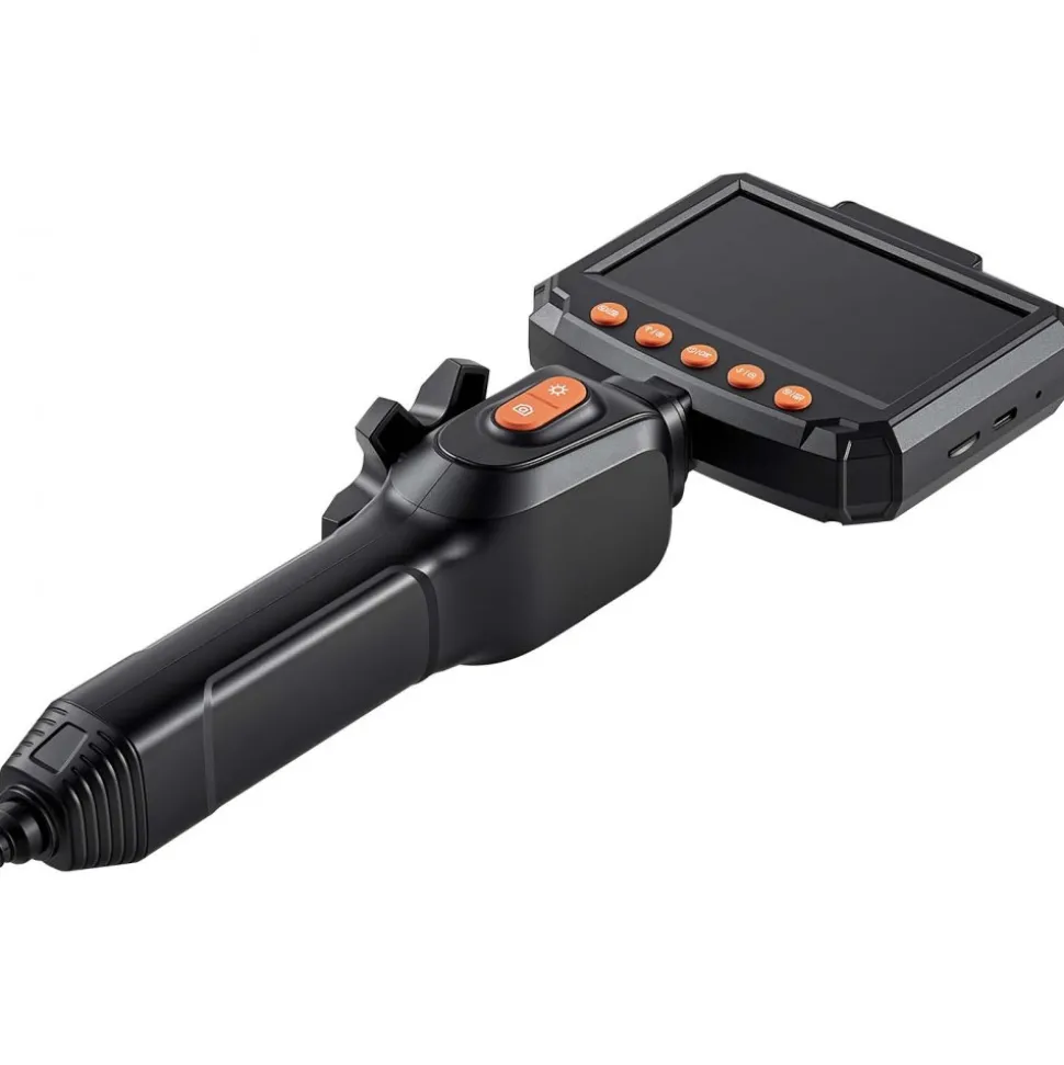 VEVOR Articulating Endoscope with Light, Two-Way Articulated Borescope Camera, 4.3" HD IPS Screen, 1280 x 720 Lens, 8X Zoom, IP67 Waterproof Inspection Snake Camera for Auto, Plumbing (4.9FT Cable)