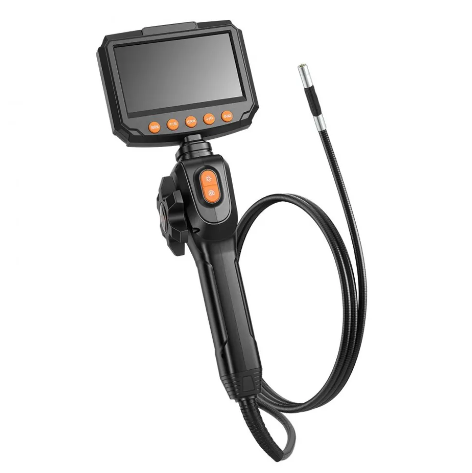 VEVOR Articulating Endoscope with Light, Two-Way Articulated Borescope Camera, 4.3" HD IPS Screen, 1280 x 720 Lens, 8X Zoom, IP67 Waterproof Inspection Snake Camera for Auto, Plumbing (4.9FT Cable)