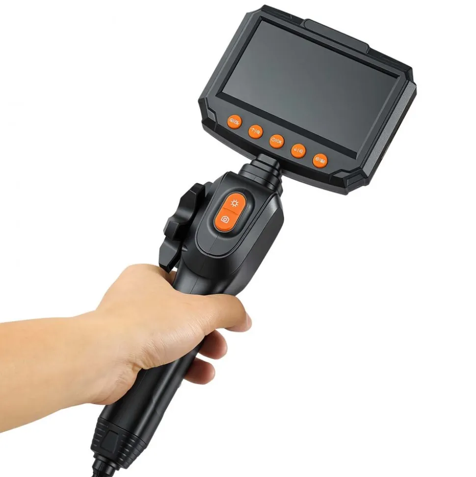 VEVOR Articulating Endoscope with Light, Two-Way Articulated Borescope Camera, 4.3" HD IPS Screen, 1280 x 720 Lens, 8X Zoom, IP67 Waterproof Inspection Snake Camera for Auto, Plumbing (4.9FT Cable)