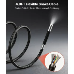 VEVOR Articulating Endoscope with Light, 4-Way 360° Articulated Borescope Camera, 0.24