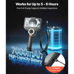 VEVOR Articulating Endoscope with Light, 4-Way 360° Articulated Borescope Camera, 6