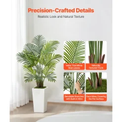 VEVOR Artificial Areca Palms 4 ft, 2 Pack Fake Palm Tropical Plants with White Tall Planter, Faux Floor Silk Plant in Pot, Large Tree for Home Office Living Room Decor House Warming, Indoor Outdoor