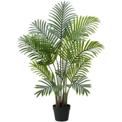 VEVOR Artificial Areca Palms 4 ft, 2 Pack Fake Palm Tropical Plants with White Tall Planter, Faux Floor Silk Plant in Pot, Large Tree for Home Office Living Room Decor House Warming, Indoor Outdoor
