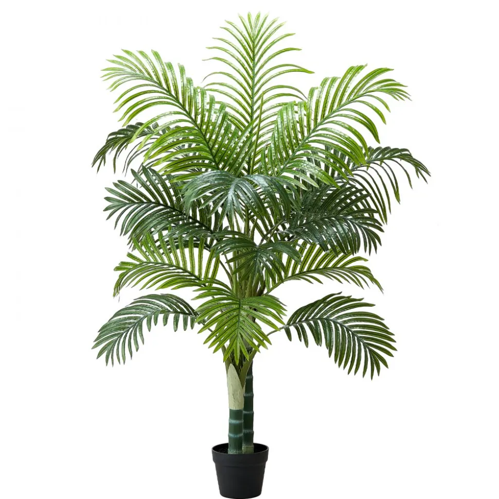 VEVOR Artificial Areca Palm Tree 5 ft, Fake Palm Tropical Plants with White Tall Planter, Faux Floor Silk Plant in Pot, Large Trees for Home Office Living Room Decor House Warming, Indoor Outdoor