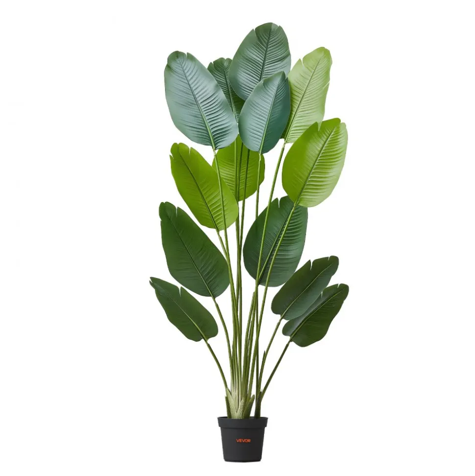 VEVOR Artificial Bird of Paradise 6 ft Tall, Fake Tropical Plants with with 13 Trunks & White Pot, Faux Floor Silk Tree, Large Trees for Home Office Living Room Decor House Warming, Indoor Outdoor