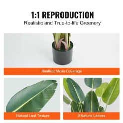 VEVOR Artificial Birds Of Paradise Tree, 5 FT Tall Faux Plant, PE Material & Anti-Tip Tilt Protection Low-Maintenance Plant, Lifelike Green Fake Tree for Home Office Warehouse Decor Indoor Outdoor