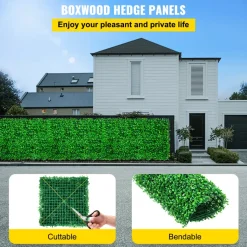 VEVOR Artificial Boxwood Panel UV 48pcs Boxwood Hedge Wall Panels Artificial Grass Backdrop Wall 10X10" 4cm Green Grass Wall Fake Hedge for Decor Privacy Fence Indoor Outdoor Garden Backyard