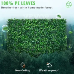 VEVOR Artificial Boxwood Panel UV 24pcs Boxwood Hedge Wall Panels Artificial Grass Backdrop Wall 24