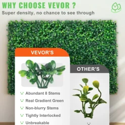 VEVOR Artificial Boxwood Panel UV 24pcs Boxwood Hedge Wall Panels Artificial Grass Backdrop Wall 24