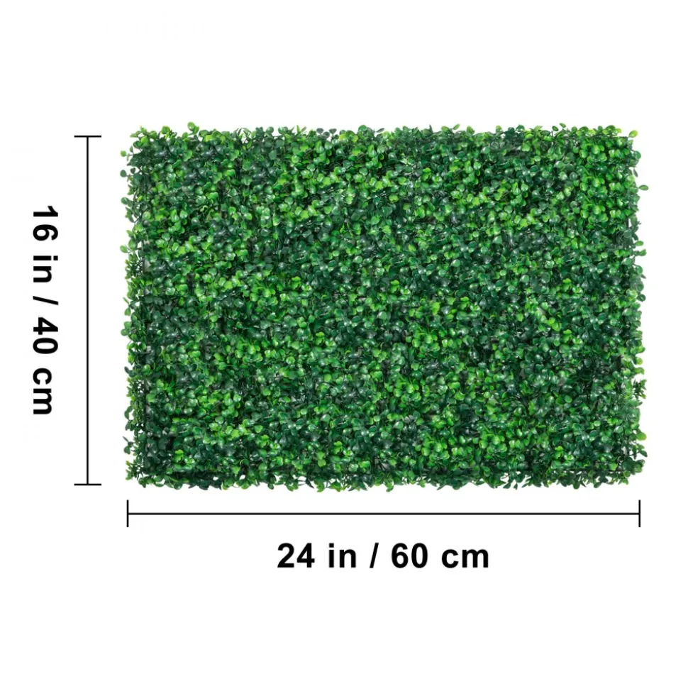 VEVOR Artificial Boxwood Panel UV 24pcs Boxwood Hedge Wall Panels Artificial Grass Backdrop Wall 24" X 16" 4 cm Green Grass Wall, Fake Hedge for Decor Privacy Fence Indoor, Outdoor Garden Backyard