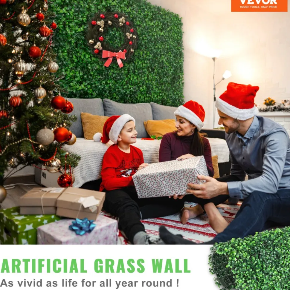 VEVOR Artificial Boxwood Panel UV 24pcs Boxwood Hedge Wall Panels Artificial Grass Backdrop Wall 20" X 20" 4 cm Green Grass Wall Fake Hedge for Decor Privacy Fence Indoor Outdoor Garden Backyard