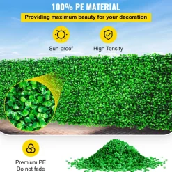 VEVOR Artificial Boxwood Panel UV 24pcs Boxwood Hedge Wall Panels Artificial Grass Backdrop Wall 10
