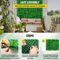 VEVOR Artificial Boxwood Panel UV 24pcs Boxwood Hedge Wall Panels Artificial Grass Backdrop Wall 10