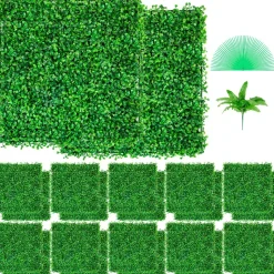 VEVOR Artificial Boxwood Panel UV 24pcs Boxwood Hedge Wall Panels Artificial Grass Backdrop Wall 10