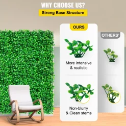 VEVOR Artificial Boxwood Panel UV 24pcs Boxwood Hedge Wall Panels Artificial Grass Backdrop Wall 10