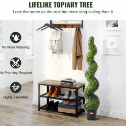 VEVOR Artificial Boxwood Topiary Tree, 60 inch Tall (2 Pieces), Spiral Faux Topiary Trees, Faux Plant w/ Extra Leaves & Pot & Small Decoration, UV Rated Greenery Set for Home Decor Indoor/Outdoor