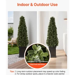 VEVOR Artificial Boxwood Topiary 3.3 Ft Set of 2 with Sturdy Pot Greenery, Premium PE Fake Trees, Year-Round Indoor & Outdoor Faux Green Plant for Front Door, Entryway, Porch, Balcony, Patio, Garden