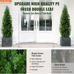 VEVOR Artificial Cedar Topiary Tree, 60 inch Tall (2 Pieces), with Extra Leaves & Pot Faux Evergreen Fake Pine Cypress Trees Plant, UV Rated Artificial Greenery Set for Home Decor Indoor/Outdoor
