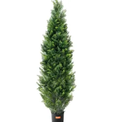 VEVOR Artificial Cedar Topiary Tree, 60 inch Tall (2 Pieces), with Extra Leaves & Pot Faux Evergreen Fake Pine Cypress Trees Plant, UV Rated Artificial Greenery Set for Home Decor Indoor/Outdoor