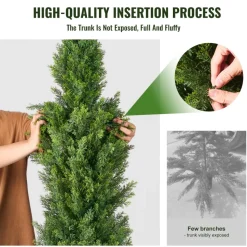 VEVOR Artificial Cedar Topiary Tree, 36 inch Tall (2 Pieces), with Extra Leaves & Pot Faux Evergreen Fake Pine Cypress Trees Plant, UV Rated Artificial Greenery Set for Home Decor Indoor/Outdoor