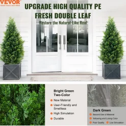 VEVOR Artificial Cedar Topiary Tree, 36 inch Tall (2 Pieces), with Extra Leaves & Pot Faux Evergreen Fake Pine Cypress Trees Plant, UV Rated Artificial Greenery Set for Home Decor Indoor/Outdoor