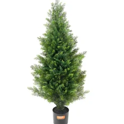 VEVOR Artificial Cedar Topiary Tree, 36 inch Tall (2 Pieces), with Extra Leaves & Pot Faux Evergreen Fake Pine Cypress Trees Plant, UV Rated Artificial Greenery Set for Home Decor Indoor/Outdoor